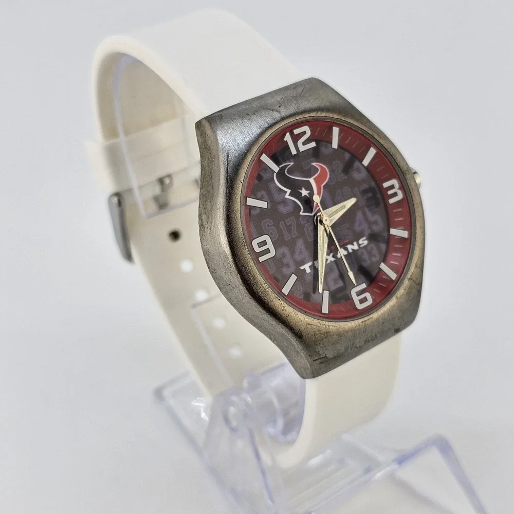 Houston‎ Texans NFL Men's Watch 40MM Black Dial White Plastic Bands New Battery